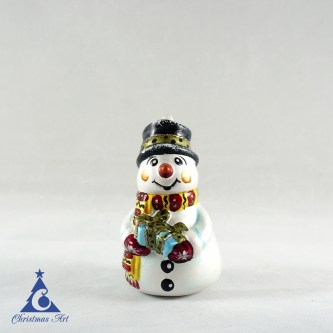 Фарфоровая елочная игрушка Снеговик в цилиндре